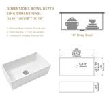 Kichae 30/33 Inch White Farmhouse Kitchen Sink Ceramic Sink