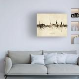 Latitude Run® Michael Tompsett 'Stockholm Sweden Skyline Vintage' Canvas Art Canvas in Brown | 14 H x 19 W x 2 D in | Wayfair