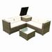 Latitude Run® 4 Piece Patio Sectional Wicker Rattan Outdoor Furniture Sofa Set Synthetic Wicker/All - Weather Wicker/Wicker/Rattan in Brown | Wayfair