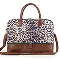 MyMealivos Canvas Weekender Bag, Overnight Travel Carry On Duffel with Shoe Pouch, Leopard, OneSize