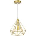 Axhup - Suspension Luminaire Contemporain Cage Diamant Lampe de Fer pour Couloir Entrée Chambre Doré