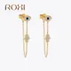 ROXI – boucles d'oreilles Vintage en pierre bleue pour femmes bijoux œil main longue chaîne