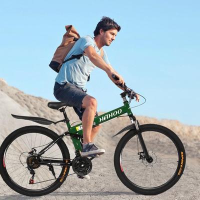 Details about   Folding Mountain Bike Full Suspension Bicycle 21 Speed Mens Bike Double Disc T8 