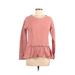 Susina Sweatshirt: Scoop Neck Covered Shoulder Pink Solid Tops - Women's Size Small