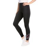 Plus Size Women's Stretch Cotton Embroidered Legging by Woman Within in Black Floral Embroidery (Size 42/44)