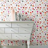 Room Mates Terrazzo Branch 18.9' L x 18" W Peel & Stick Wallpaper Roll Vinyl in Red/Gray/White | 18 W in | Wayfair RMK12093RL