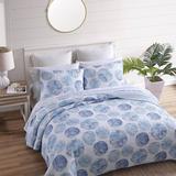 Tommy Bahama Home Standard Cotton Reversible Quilt Set Polyester/Polyfill/Cotton in Blue/Gray | Queen Quilt + 2 Standard Shams | Wayfair