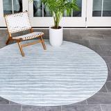 Gray/White 96 x 0.5 in Area Rug - Rosecliff Heights Outdoor Claudia Area Rug Calm Line Color Polypropylene | 96 W x 0.5 D in | Wayfair