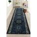 Blue/Navy 348 x 26 x 0.4 in Area Rug - Andover Mills™ Oriental Medallion Navy Blue Canvas Backing Hotel Quality Rug by Feet | Wayfair