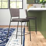 Latitude Run® Saquia 25.5" Counter Stool Upholstered/Leather/Metal/Faux leather in Gray | 36 H x 19 W x 21 D in | Wayfair