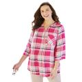 Plus Size Women's Half-Zip Plaid Blouse by Catherines in Warm Plaid (Size 3X)