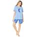 Plus Size Women's Knit PJ Short Set by Dreams & Co. in French Blue Tie Dye Moon (Size 5X) Pajamas
