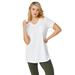 Plus Size Women's V-neck A-line Tunic by ellos in White (Size 5X)