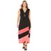 Plus Size Women's Cascading Stripe Maxi Dress by Catherines in Black Soft Geranium Sweet Coral (Size 3X)