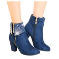 Binggong Women's Winter Boots Round Toe Rhinestone Ankle Boots with Heel Ankle Boots Beautiful Short Boots Side Zip Thermal Boots Elegant Women's Boots High Heels Boots