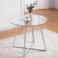 Latitude Run® Round Glass Dining Table Glass/Metal in Gray | 29.53 H x 35.43 W x 35.43 D in | Wayfair 13018B6821B14D78A25F8978D8D16FE4
