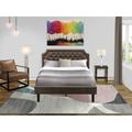 Canora Grey Dyvon 2-Piece Platform Bedroom Set w/ a Button Tufted Bed & 1 Nightstand Upholstered in Brown | Queen | Wayfair