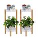 2 Pack Bamboo Tall Plant Stands for Decorate Indoor Garden Patio
