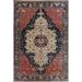 Navy Blue Floral Kashan Mohtasham Turkish Wool Area Rug Hand-knotted - 8'10" x 11'9"