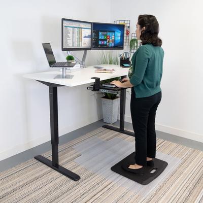 Mount-It! Hand Crank Sit-Stand Black Desk Frame with Extra-Wide Tabletop