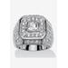 Men's Big & Tall Men'S Platinum Plated Cushion Ring Cubic Zirconia (2 1/3 Cttw Tdw) by PalmBeach Jewelry in White (Size 12)