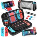 HEYSTOP Tasche für Nintendo Switch Zubehör,Dockable Hülle für Nintendo Switch Konsole mit Schutzfolie,Playstand,Touchscreen-Stift,Griffhülle und Daumenkappe für Nintendo Switch Controller