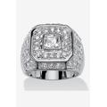 Men's Big & Tall Men'S Platinum Plated Cushion Ring Cubic Zirconia (2 1/3 Cttw Tdw) by PalmBeach Jewelry in White (Size 16)