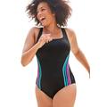 Plus Size Women's Chlorine Resistant Strappy Crossback One Piece Swimsuit by Swimsuits For All in Multi (Size 18)