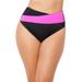 Plus Size Women's Hollywood Colorblock Wrap Bikini Bottom by Swimsuits For All in Black Pink (Size 12)