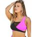 Plus Size Women's Hollywood Colorblock Wrap Bikini Top by Swimsuits For All in Black Pink (Size 20)