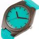 OIFMKC Wooden Watch Fashion Bright Blue Wooden Watches Women Men Gift Modern Nature Wood Quartz Watch Novel Bamboo Wristwatch