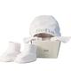 BebeDeparis Newborn Baby Layette, Set of Baby Booties, Mittens and Personalized Hat with Baby's Name - White