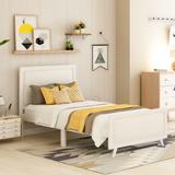 Twin Size Wood Platform Bed with Headboard and Wood Slat Support