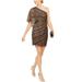 Adrianna Papell Women's Sheath Dress Sequined One Shoulder