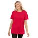 Plus Size Women's Thermal Short-Sleeve Satin-Trim Tee by Woman Within in Vivid Red (Size 3X) Shirt