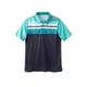 Men's Big & Tall No sweat Polo by KingSize in Tidal Green Colorblock (Size 5XL)