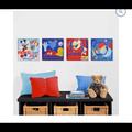 Disney Other | Disney Mickey Mouse 4-Pack Canvas Wall Art | Color: Blue/Red | Size: 12.25” X 1.50” X 12.25”