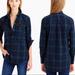 J. Crew Tops | J. Crew Black Watch Plaid Beaded Chevron Pocket Popover Button Down | Color: Blue/Green | Size: 2