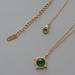 Free People Jewelry | Agate Stone 18k Gold Necklace Stamped | Color: Gold/Green | Size: Os