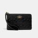 Coach Bags | Coach Black & Gold Corner Zip Wristlet In Signature Leather New With Tag | Color: Black/Gold | Size: Os