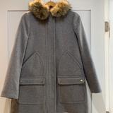 J. Crew Jackets & Coats | J. Crew Wool Coat With Faux Fur Detail On Hood | Color: Gray | Size: 4