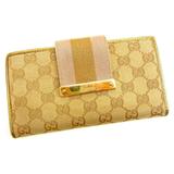 Gucci Bags | Gucci Wallet Purse Long Wallet Gg Gold Beige Woman Unisex Authentic Used Y6756 | Color: Brown/Cream | Size: Size Length Width: About 18.5 Cm