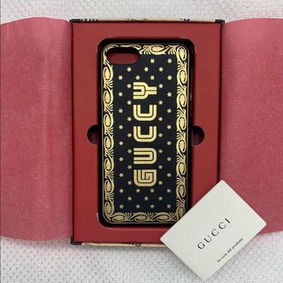 Gucci Accessories | Authentic Gucci Iphone Case. Iphone 7/8/Se | Color: Black/Gold | Size: Iphone 7/8/Se