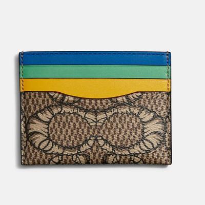 Coach Bags | Coach X Michael B. Jordan Card Case In Mummified Signature Canvas Wallet Nwt | Color: Blue/Red | Size: Os