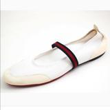 Gucci Shoes | Gucci Ballet Flats Web Stripe Beige Suede Women Size Eu 41 | Color: Silver | Size: 41eu