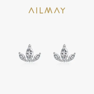 Ailmay – boucles d'oreilles rhombique en argent Sterling 925 authentique couronne géométrique