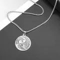 Yin Yang – collier avec pendentif Double Dragon pour hommes couleur argent bijou classique de