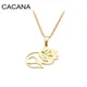 CACANA – collier en acier inoxydable pour femmes pendentif chat endormi couleur argent bijoux de