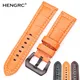 HENGRC-Bracelets de montre en cuir véritable pour hommes marron noir orange optique bracelet