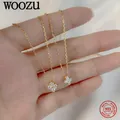 WOOZU – collier en argent Sterling 925 mignon pendentif de fleur à quatre feuilles pour femmes
